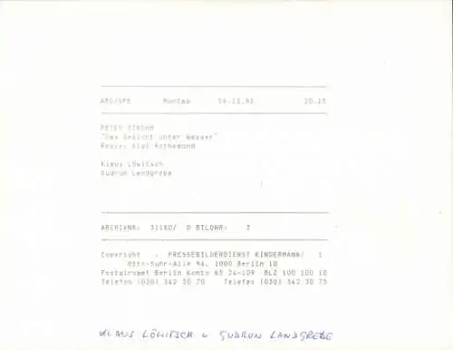 Ak Schauspieler Klaus Löwitsch, Schauspielerin Gudrun Landgrebe, Filmszene, Autogramm