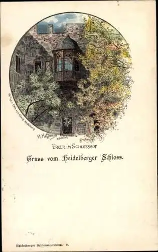 Künstler Ak Hoffmann, H., Heidelberg am Neckar, Erker im Schlosshof