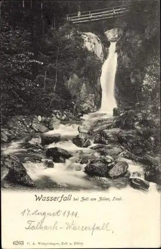 Ak Zell am Ziller in Tirol, Talbach Wasserfall