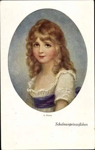 Künstler Ak Plimer, Schelmenprinzesschen, blondes Mädchen, Portrait