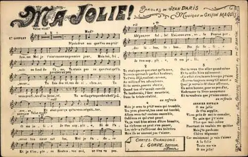 Lied Ak Ma Jolie, Musik von Gaston Maquis, Text von Jean Daris