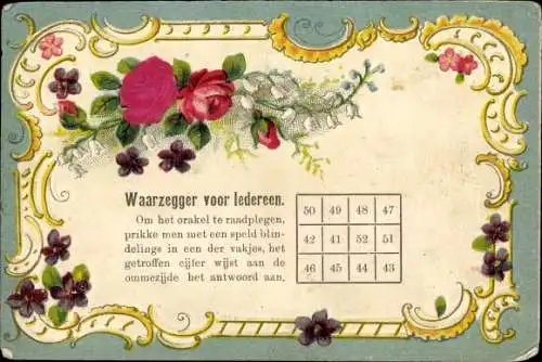 Präge Litho Wahrsage Karte, Orakel