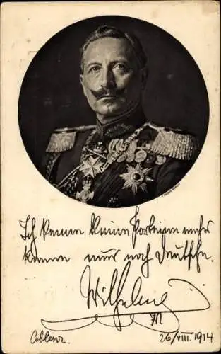Ak Kaiser Wilhelm II., Ich kenne keine Parteien mehr, Zitat 1914