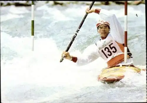 Ak Für den Sport 1985, Kanu, Kanuslalom, Wildwasserrennsport