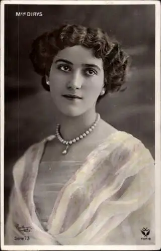 Ak Variete-Künstlerin Mademoiselle Dirys, Portrait, Perlenkette