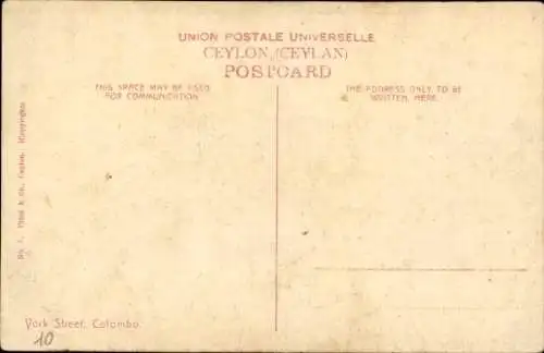 Ak Colombo Ceylon Sri Lanka, York Street