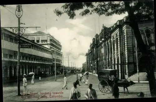 Ak Colombo Ceylon Sri Lanka, Verk Street, mit Blick auf den Landing Jetty