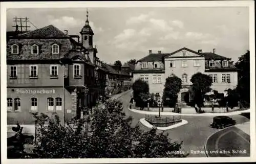 Ak Ilmenau in Thüringen, Rathaus und altes Schloss, Stadtsparbank