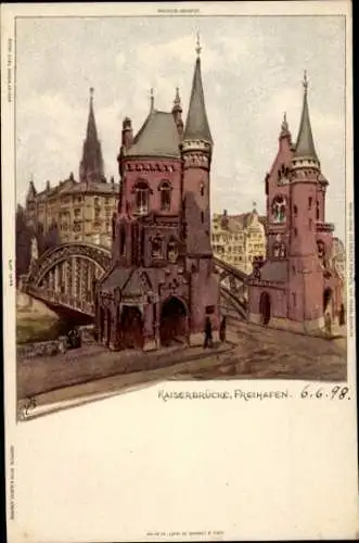 Künstler Ak Biese, Carl, Hamburg, Kaiserbrücke, Freihafen