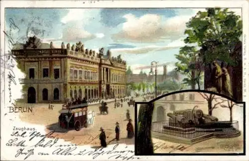 Künstler Litho Münch, C., Berlin Mitte, Unter den Linden, Zeughaus, Kanone