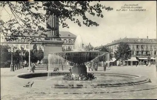 Ak Darmstadt in Hessen, Olbrich-Brunnen, Louisenplatz