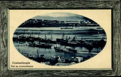 Präge Passepartout Ak Konstantinopel Istanbul Türkei, Hafen, Dampfer