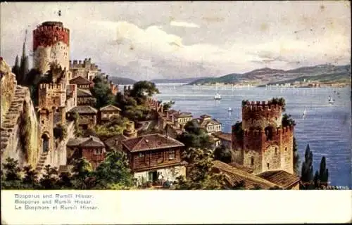 Künstler Ak Perlberg, F., Konstantinopel Istanbul Türkei, Rumeli Hisarı, Bosporus