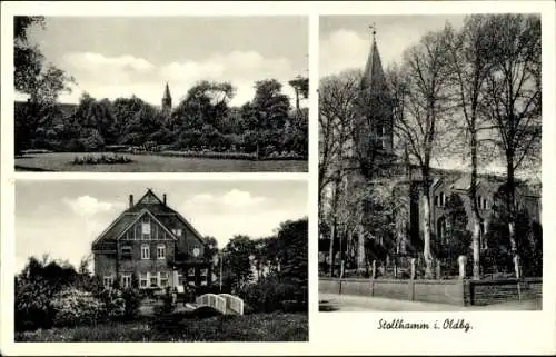 Ak Stollhamm Butjadingen Wesermarsch, Teilansichten, Kirche