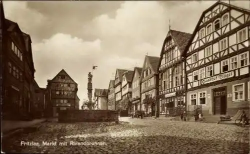 Ak Fritzlar in Hessen, Markt, Rolandbrunnen, Gasthof Nägel