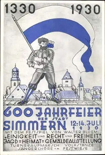 Ak Simmern im Hunsrück, 600 Jahrfeier der Stadt 1930