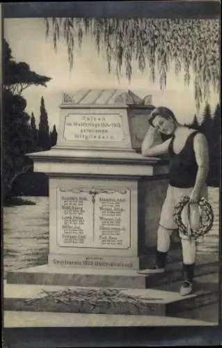 Foto Ak Mombach Mainz am Rhein, Kriegerdenkmal für gefallene Mitglieder des Sportvereins