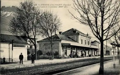 Ak Saint-Pierre-d'Albigny Savoie, Bahnhof, Gleisseite