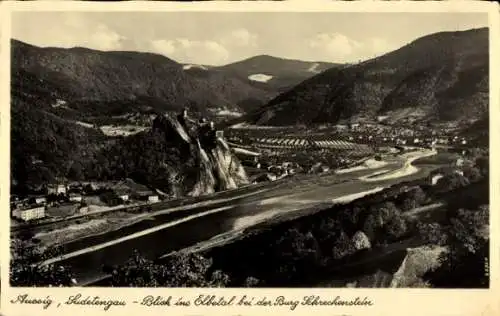 Ak Ústí nad Labem Aussig an der Elbe, Elbetal, Burg Schreckenstein