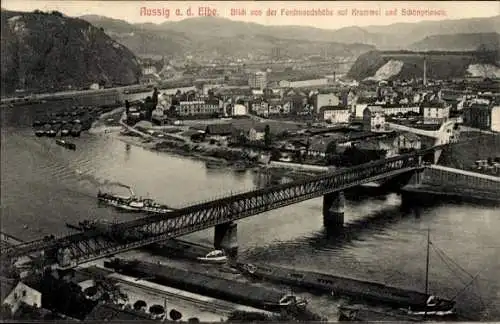 Ak Ústí nad Labem Aussig an der Elbe, Blick von der Ferdinandshöhe, Krammel, Schönpriesen