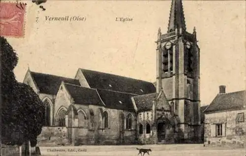 Ak Verneuil sur Oise Verneuil-en-Halatte Oise, l'Eglise