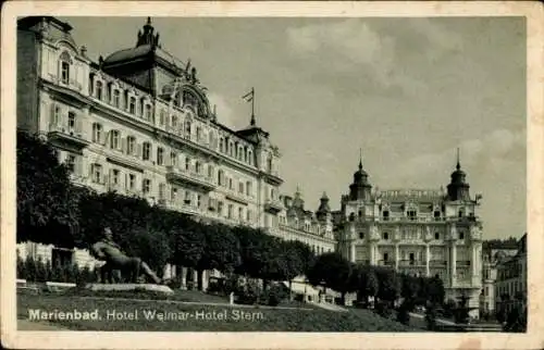 Ak Mariánské Lázně Marienbad Region Karlsbad, Hotel Weimar, Hotel Stern