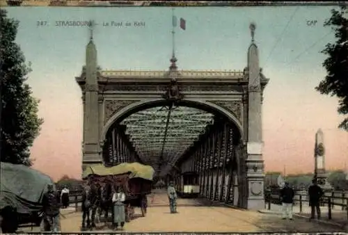 Ak Straßburg Elsass Bas Rhin, Brücke nach Kehl