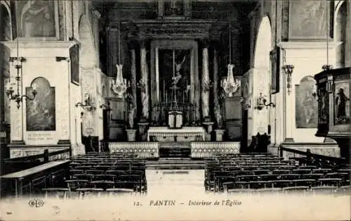 Ak Pantin Seine Saint Denis, Kirche, Innenansicht