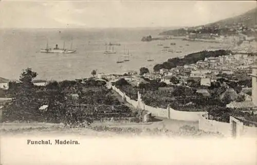 Ak Funchal Insel Madeira Portugal, Panorama, Mauer