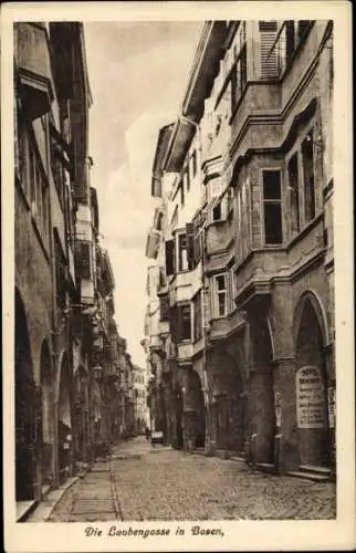 Ak Bozen Bolzano Südtirol, Laubengasse