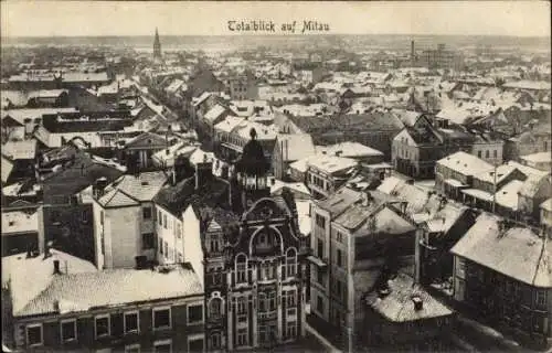 Ak Jelgava Mitau Lettland, Gesamtansicht, Winter