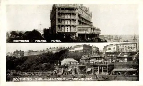 Ak Southend on Sea Essex England, Palace-Hotel, Esplanade, Gebüsch