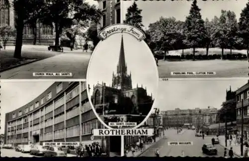 Ak Rotherham South Yorkshire, Church Walk, College of Technology, Upper Hillgate