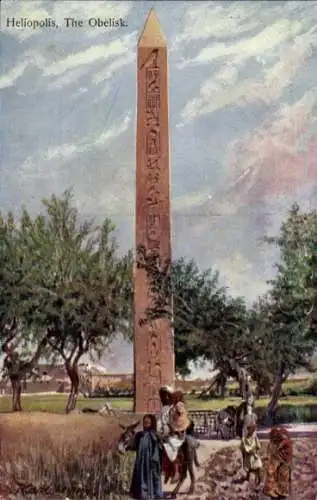 Künstler Ak Heliopolis Algerien, Partie am Obelisk