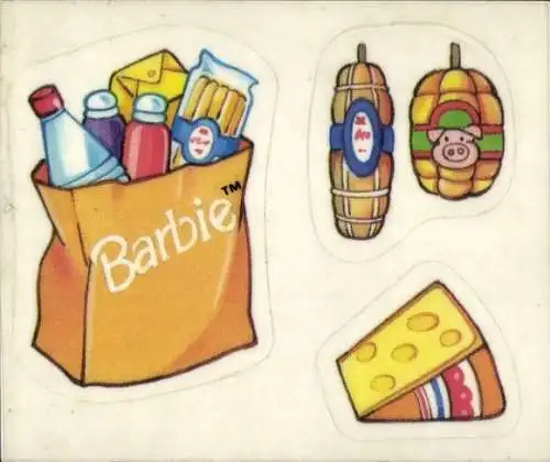 Sammelbild Barbie Nr. D, Einkaufstüten, Aufkleber, Sticker, Mattel 1993