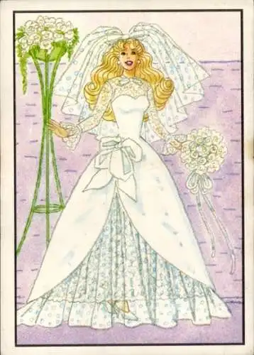 Sammelbild Barbie Nr. 163, Hochzeitskleid, Mattel 1989