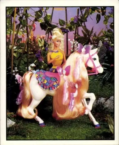 Sammelbild Barbie Nr. 58, mit Pferd, Mattel 1993