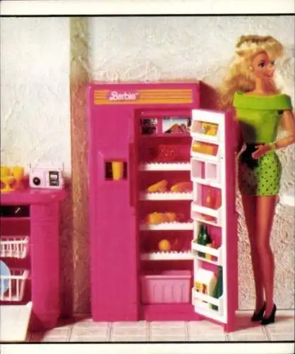 Sammelbild Barbie Nr. 191, am Kühlschrank, Mattel 1993