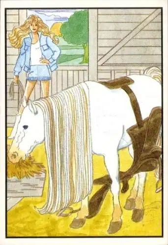 Sammelbild Barbie Nr. 171, Pferd im Stall, Mattel 1989