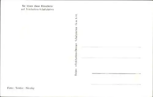 Ak Schauspielerin, Sängerin Gitta Lind, Portrait, Telefunken Schallplatten, Autogramm