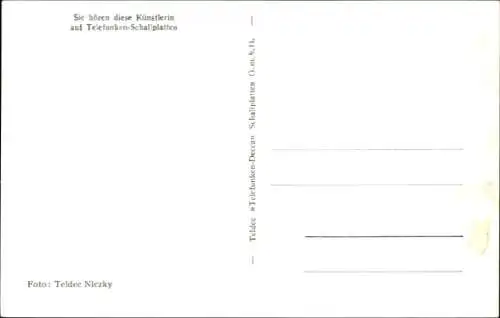 Ak Schauspielerin, Sängerin Gitta Lind, Portrait, Telefunken Schallplatten, Autogramm