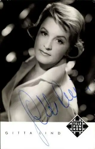 Ak Schauspielerin, Sängerin Gitta Lind, Portrait, Autogramm