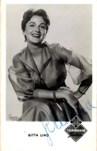 Ak Schauspielerin, Sängerin Gitta Lind, Portrait, Autogramm