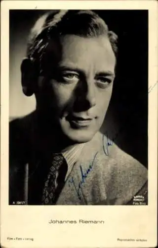 Ak Schauspieler Johannes Riemann, Portrait, Autogramm