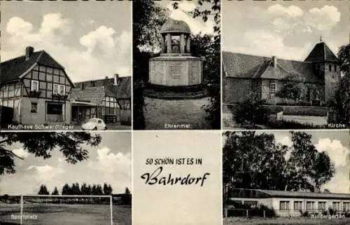 Ak Bahrdorf Kreis Helmstedt, Kaufhaus Schwerdtfeger, Ehrenmal, Kindergarten