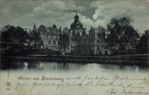 Mondschein Ak Bückeburg im Kreis Schaumburg, Residenzschloss bei Nacht