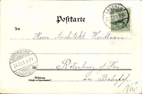Litho Bad Nenndorf im Kreis Schaumburg, Ansicht von Schaumburger Trachten, Fachwerkhaus