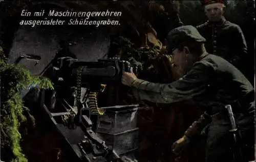 Ak Deutsche Soldaten im Schützengraben, Maschninengewehr