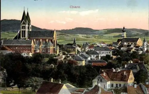 Ak Cham in der Oberpfalz, Gesamtansicht, Kirche