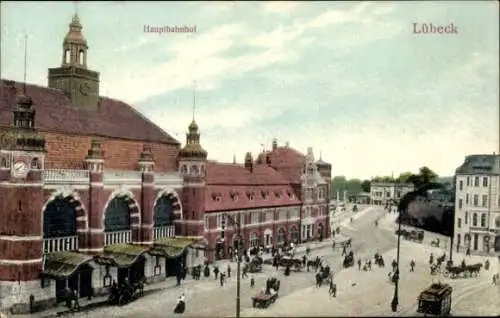 Ak Hansestadt Lübeck, Hauptbahnhof